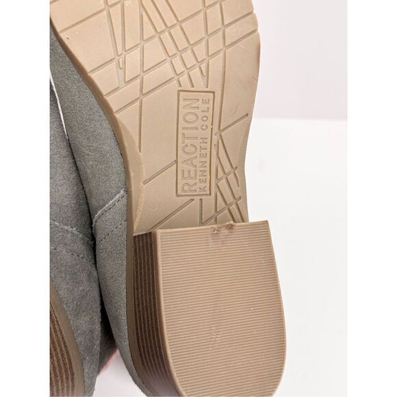 Kenneth Cole Reaction Boots Size 6US Gray Leather Suede Block Heel NEW - Picture 9 of 11